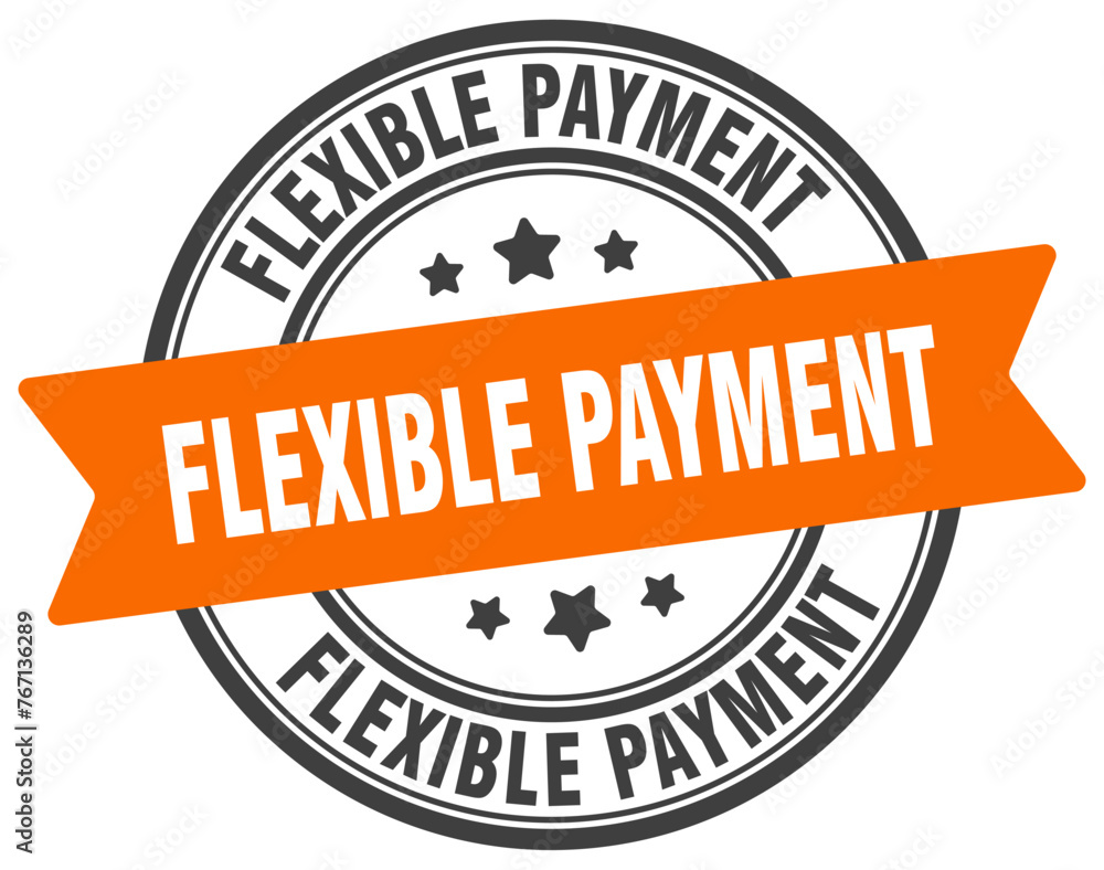 Fototapeta premium flexible payment stamp. flexible payment label on transparent background. round sign