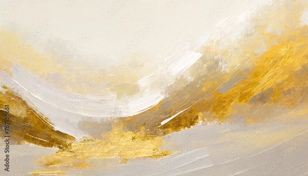 abstract art background oil painting gold and white oil painting on canvas