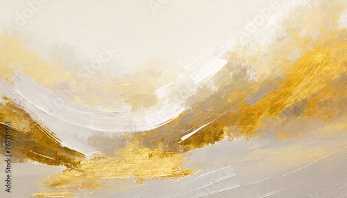 abstract art background oil painting gold and white oil painting on canvas