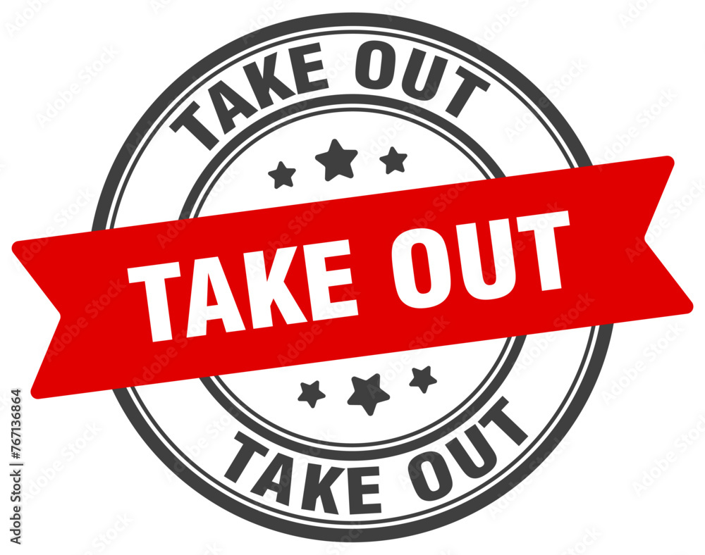 take out stamp. take out label on transparent background. round sign take out stamp. take out label on transparent background. round sign