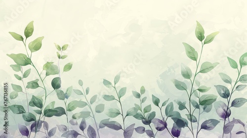 Gentle watercolor leaves with a translucent quality are set against a soft, pastel background for spring-themed designs, botanical illustrations, and eco-friendly product branding