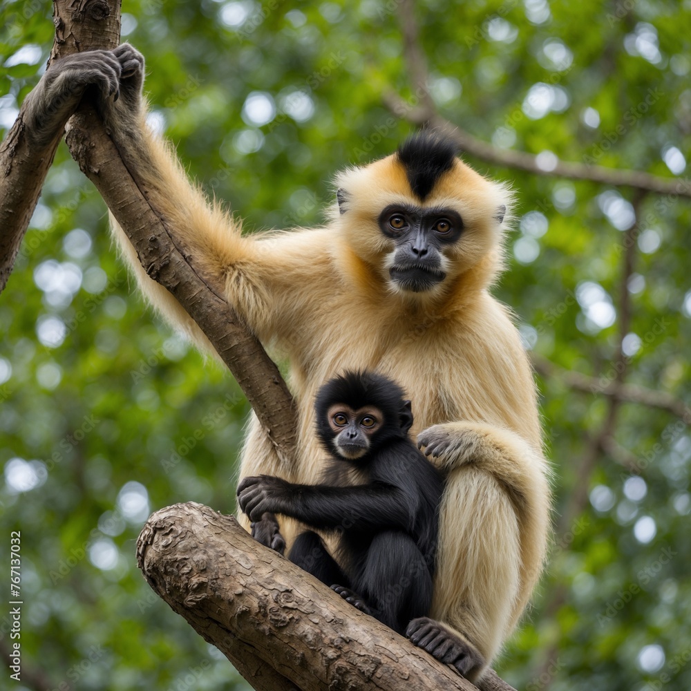 Fototapeta premium White-handed Gibbon.