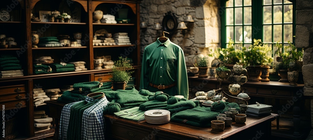 english countryside menswear store during the autumn winter season, highlighting the range of clothing