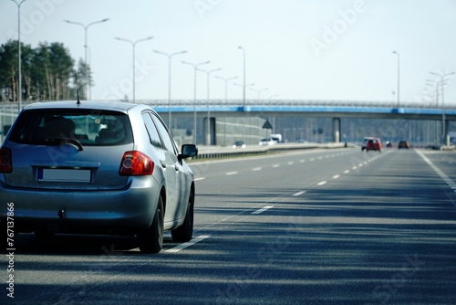 Cars drive on a highway