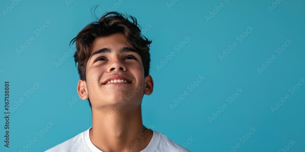 Happy Central American Teenager Smiling - obrazy, fototapety, plakaty 