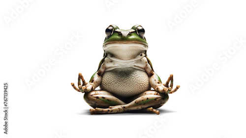 Meditating frog on a transparent background