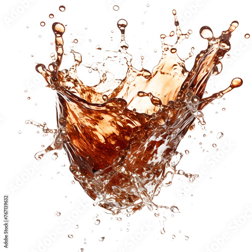 Cola splash isolated on white and transparent background