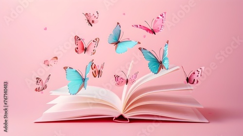 Book of Enchantment:Butterflies Fluttering from Pastel Pink Pages © R Studio