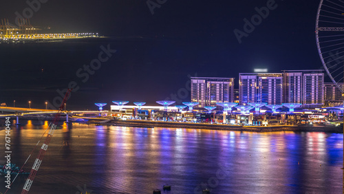 Canvas Print Bluewaters island aerial night timelapse with ferris wheel