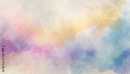 watercolor background in blue pink and purple colors soft pastel color splash and blotches with fringe bleed painting in abstract clouds shapes with paper texture © Kristopher
