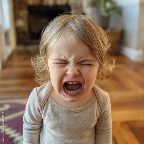 Young Toddler Having a Temper Tantrum or Meltdown in Home