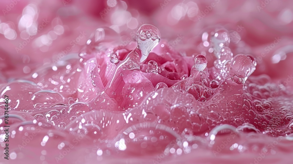 a close up of a pink rose with drops of water on the petals and a drop of water on the petals. a close up of a pink rose with drops of water on the petals and a drop of water on the petals.