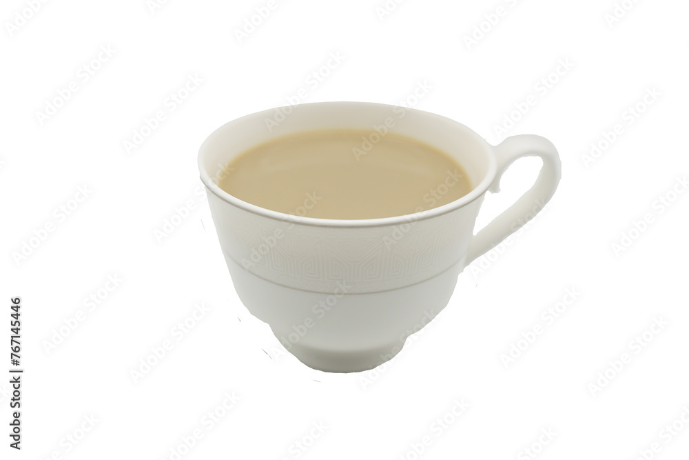 white coffee porcelain cup with cappuccino top view with cut out background white coffee porcelain cup with cappuccino top view with cut out background