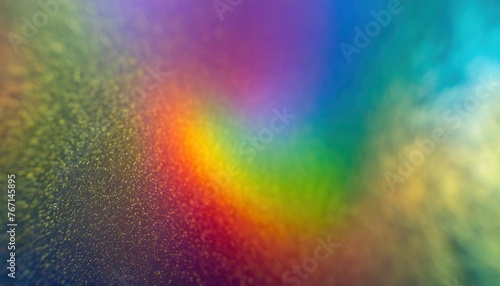 Abstract colorful rainbow background. Blurry noisy bokeh multicolor wallpaper. Digital grainy rainbow colors glitter header design concept.