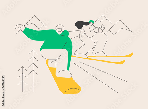 Winter extreme sports abstract concept vector illustration.