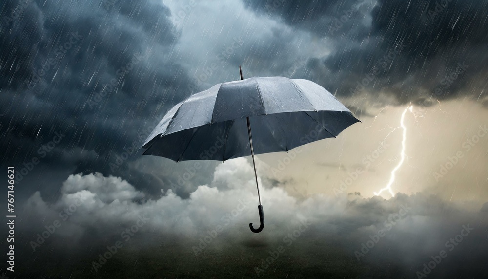 Umbrella flies away in the storm