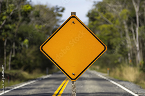 photo of blank yellow roadsign