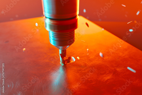 Expert CNC Milling: Crafting a Heart-Shape in Metal Against Red Hues