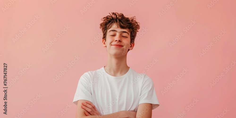 Content European Teen Smiling Calmly Content European Teen Smiling Calmly