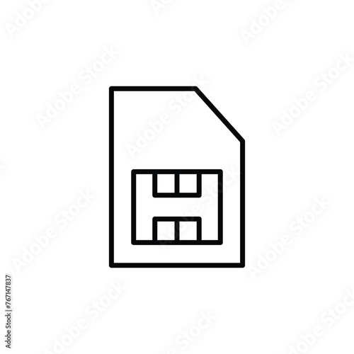 Sim card vector icon. Sim flat sign design. Sim symbol pictogram. Memory card icon. Micro sd sign. TF card sign. UX UI icon
