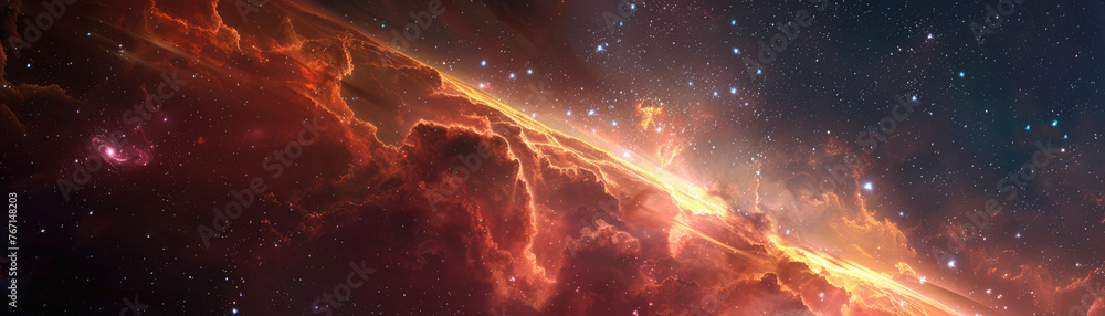 Fiery space scene with vibrant orange hues
