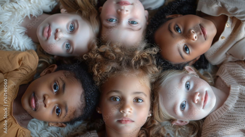 Cheerful children of different ethnicities in diversity photo shoot on soft color background. Cheerful children of different ethnicities in diversity photo shoot on soft color background.