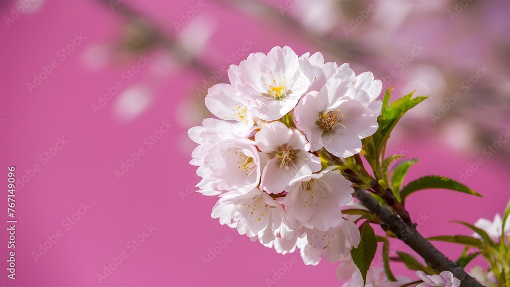 Cherry blossom sakura in full bloom against a pink backdrop Cherry blossom sakura in full bloom against a pink backdrop
