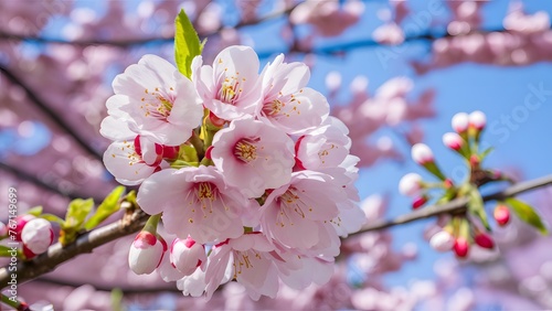 Cherry tree blossom closeup in springtime nature scene  Easter