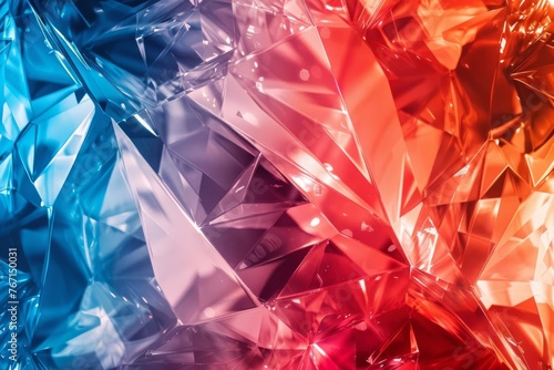 Degradado cristalizado rojo y azul, fondo abstracto brillante, ilustración digital