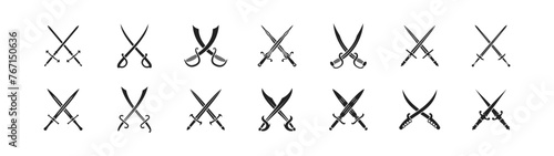 Crossed swords set. Vector EPS 10