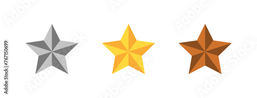 Star icon set. Gold, silver and bronze. Vector EPS 10
