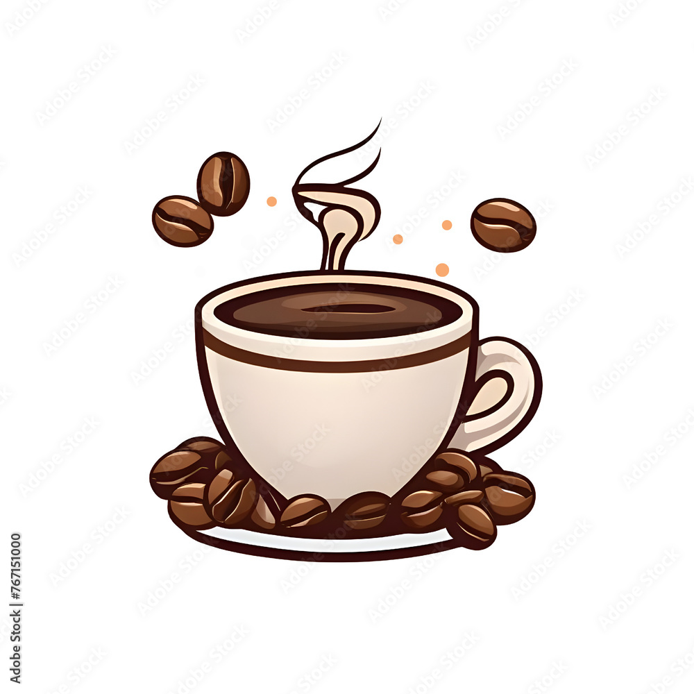 Obraz premium Cup of Fresh Coffee. Vector Illustration.. Decorative Design for Cafeteria, Posters, Banners, Cards.