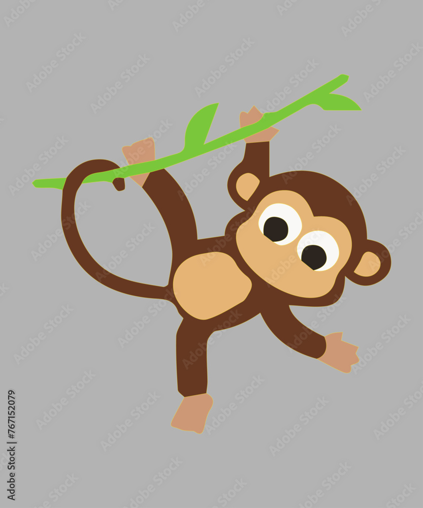 Obraz premium Cute Monkey Cartoon Vector Icon Illustration Animal Holiday