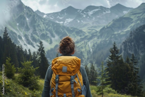 A person hiking in the mountains