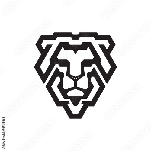 Lion head shield vector logo design template. Tiger premium elegant creative symbol icon