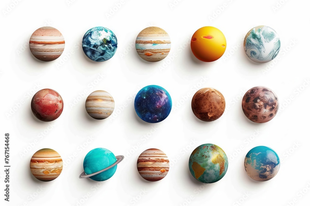 Planets of the solar system isolated on white, celestial bodies collection Planets of the solar system isolated on white, celestial bodies collection