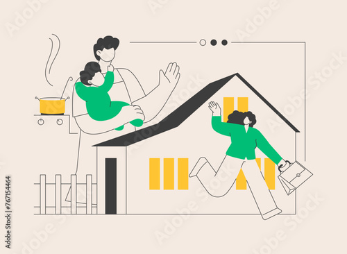Stay-at-home dads abstract concept vector illustration.