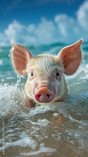 Pigs taking to the sea exploring the waters with surprising grace