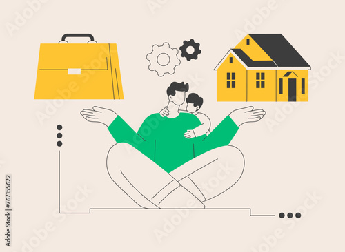 Balancing work and family abstract concept vector illustration.