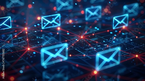 Glowing Digital Inbox Flooded with Suspicious Email Messages Signaling Cyber Security Risks photo