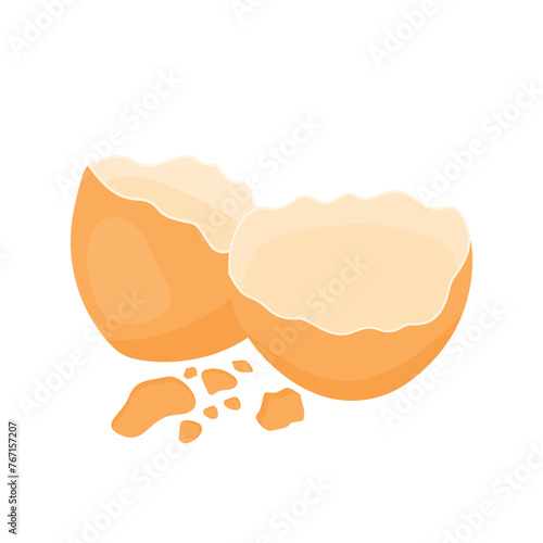 Empty cracked egg shell vector illustration