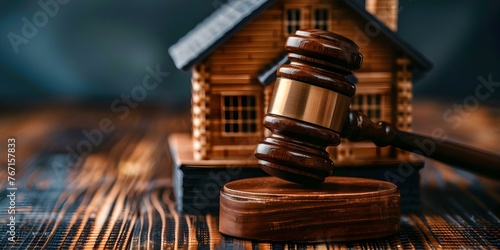 Auctioneer's Gavel Symbolizing Real Estate: Law, Taxes, Profits, Investments, and Home Purchases. Concept Real Estate Law, Tax Implications, Profit Strategies, Real Estate Investments