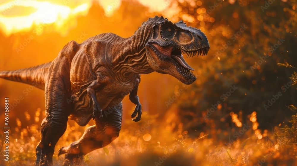 AI-generated majestic dinosaurs in a prehistoric landscape. Tyrannosaurus, t-rex. The concept of time when dinosaurs ruled the Earth. AI-generated majestic dinosaurs in a prehistoric landscape. Tyrannosaurus, t-rex. The concept of time when dinosaurs ruled the Earth.