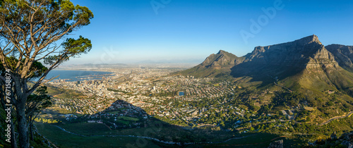 Table Mountain and City Bowl  viewed from Lion's Head. Cape Town. Western Cape. South Africa