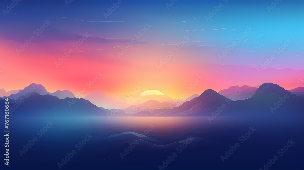 Witness an animated sunrise gradient background, where vibrant yellows blend into deep blues, providing an electrifying space for graphic resources.