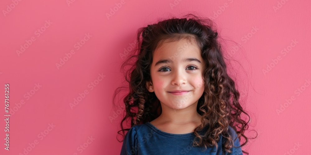 Smiling Middle Eastern Child on Pink