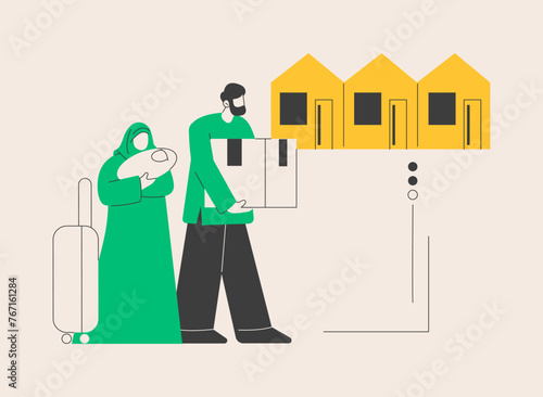 Resettlement of persons abstract concept vector illustration.