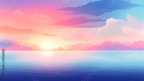 Witness a sunrise gradient background animated with vitality, where vibrant yellows blend into deep blues, providing an electrifying setting for graphic resources. © Kanwal