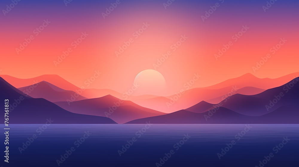 Witness a sunrise gradient background animated with vitality, where vibrant oranges blend into deep blues, providing an electrifying canvas for graphic resources.