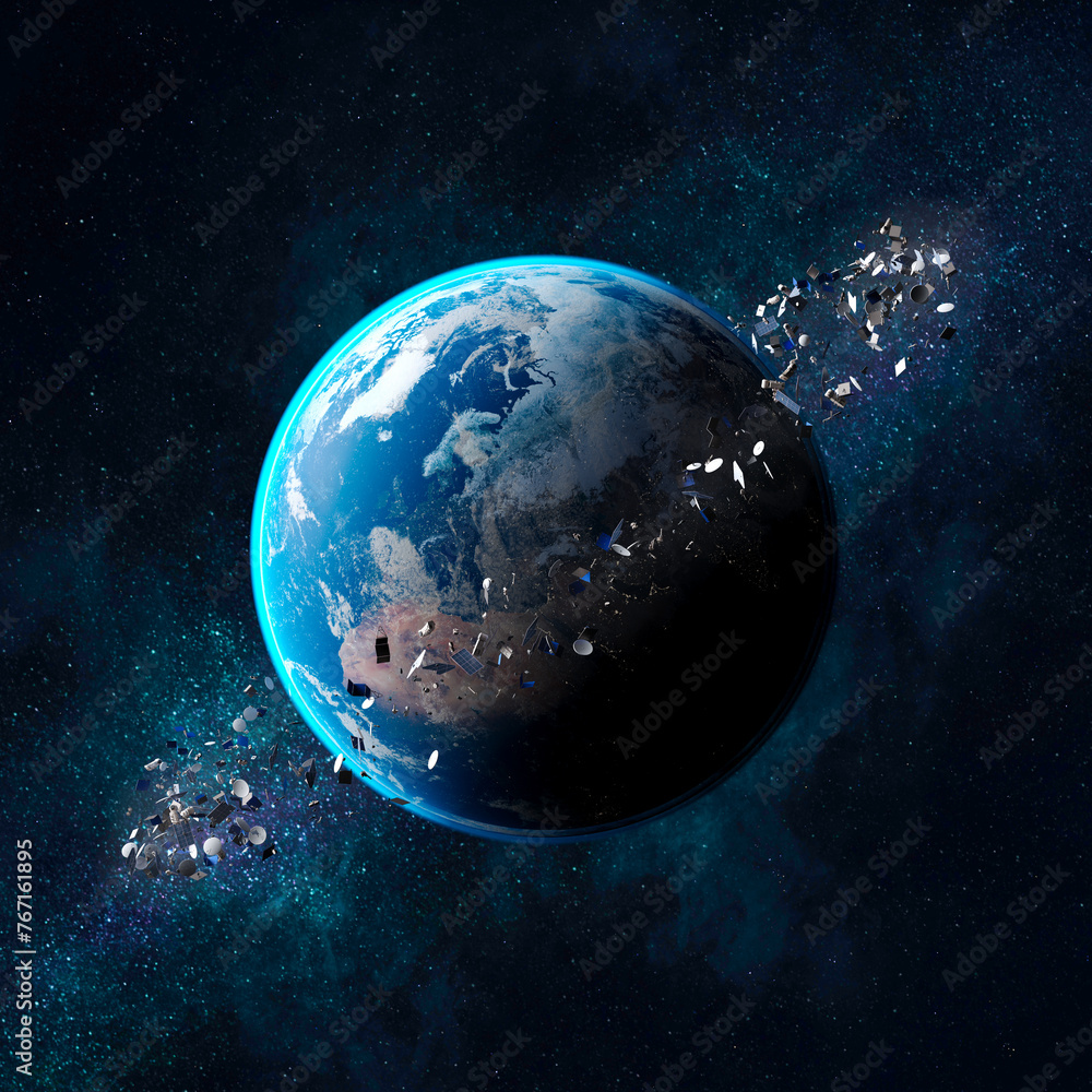 Conceptual Art: Shattered Earth Amidst the Vastness of Space - A Warning Sign